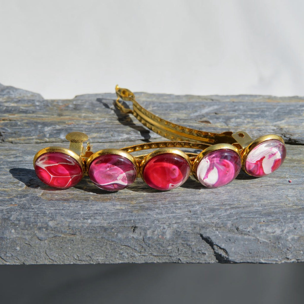Barrette à cheveux "Velours Framboise"