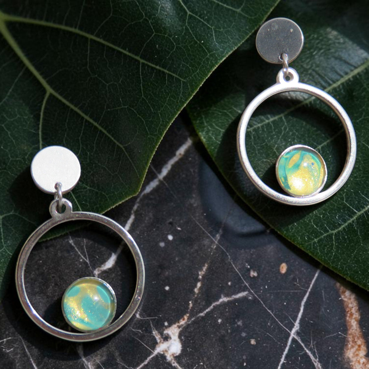 Boucle d'oreille "Turquoise d'Or" N°0293