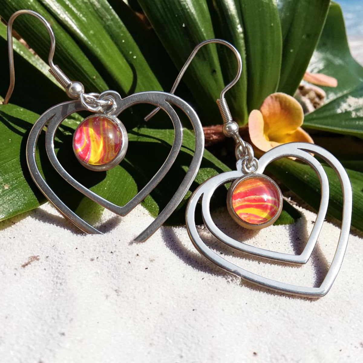 Boucle d'oreille "Cœur de Feu" N°0434