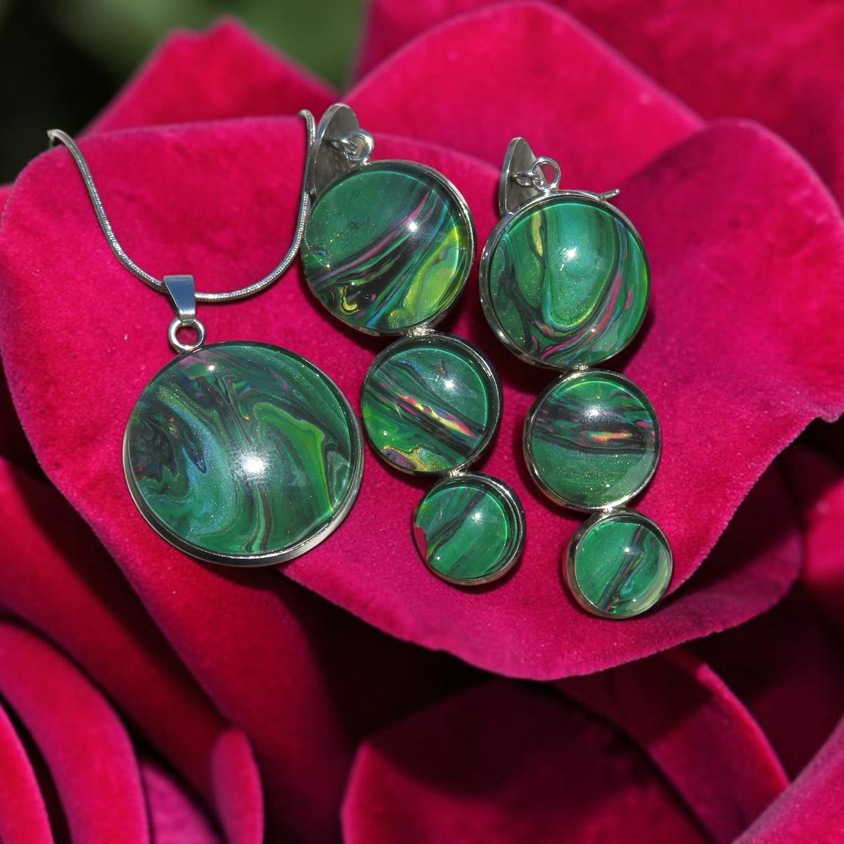 Parure Collier & boucle d'oreille "Forêt Mystique" N°0116