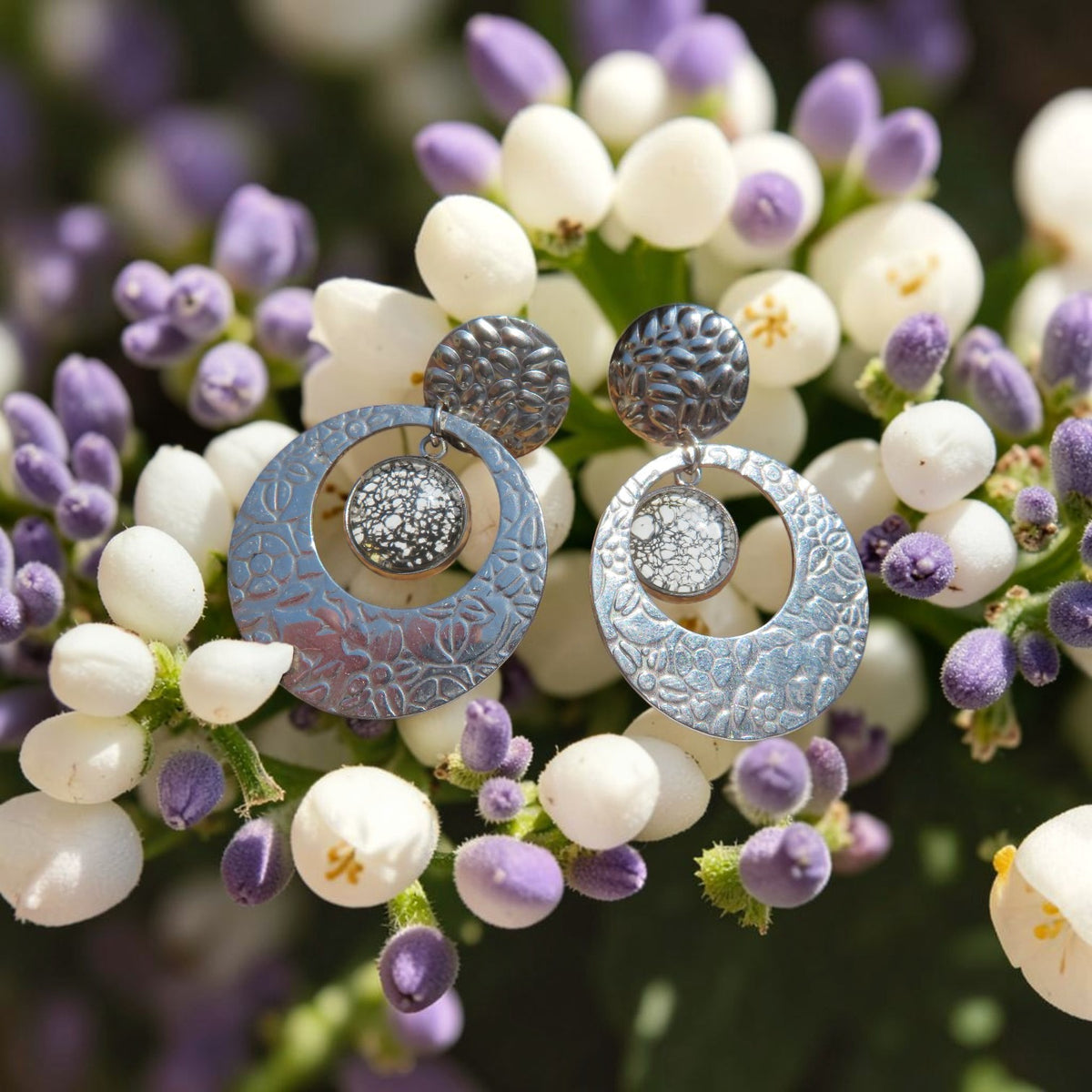 Boucle d'oreille "Pierre de Lune" N°0583