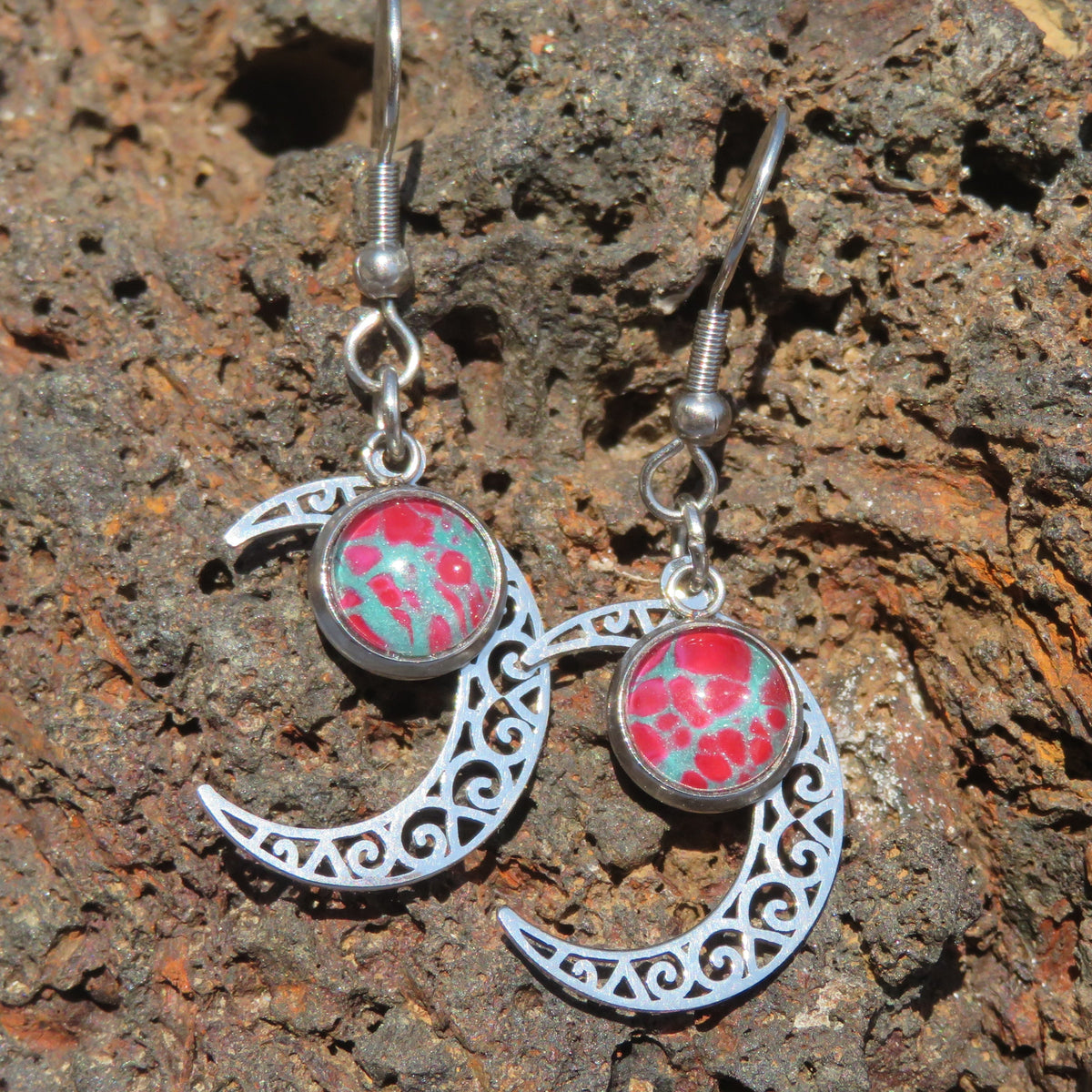Boucle d'oreille "Croissant Bohème" N°0695
