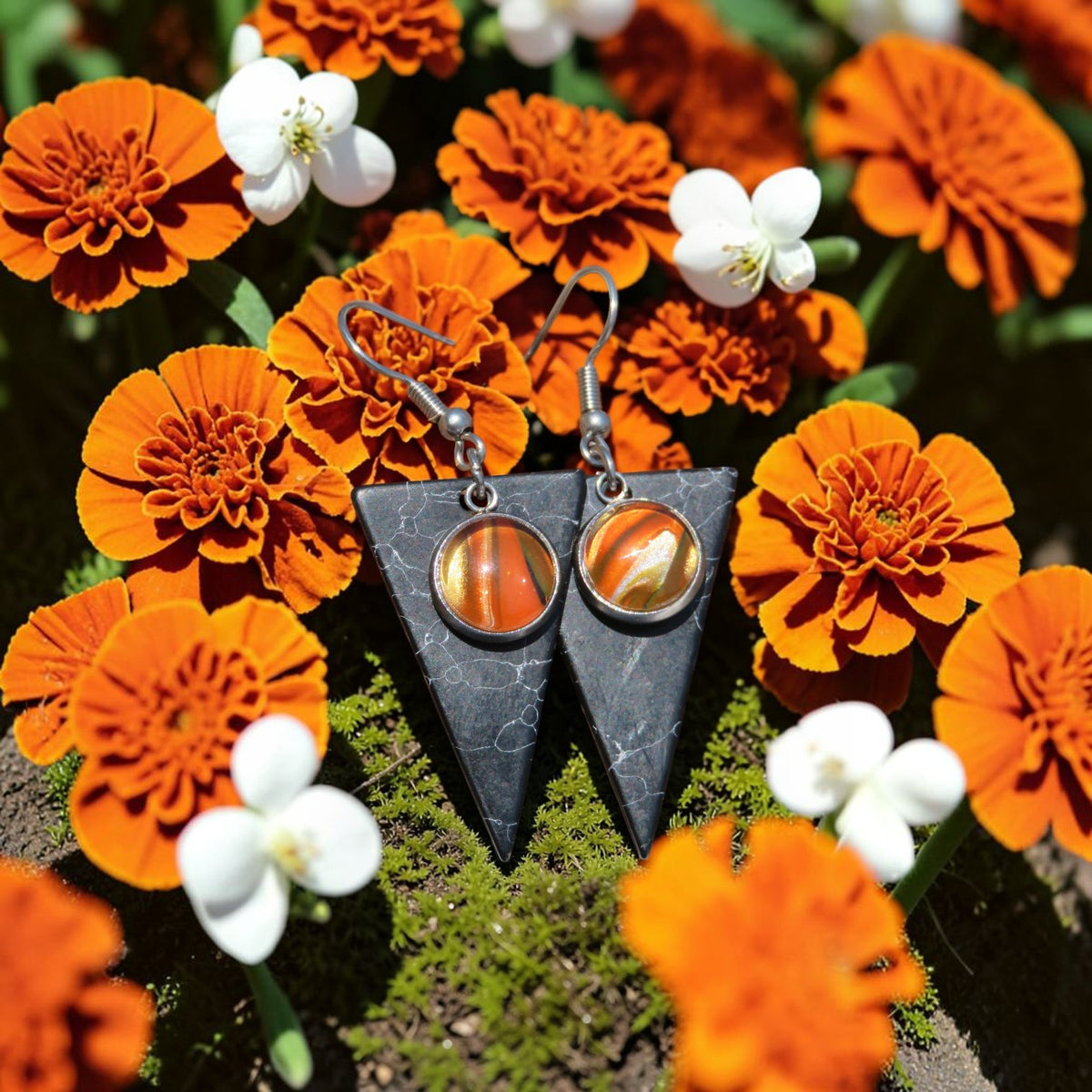 Boucle d'oreille "Orange Incandescent" N°0526
