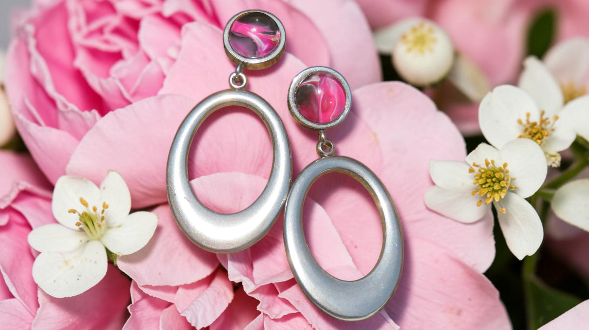 Boucle d'oreille "Pink Flow" N°0751