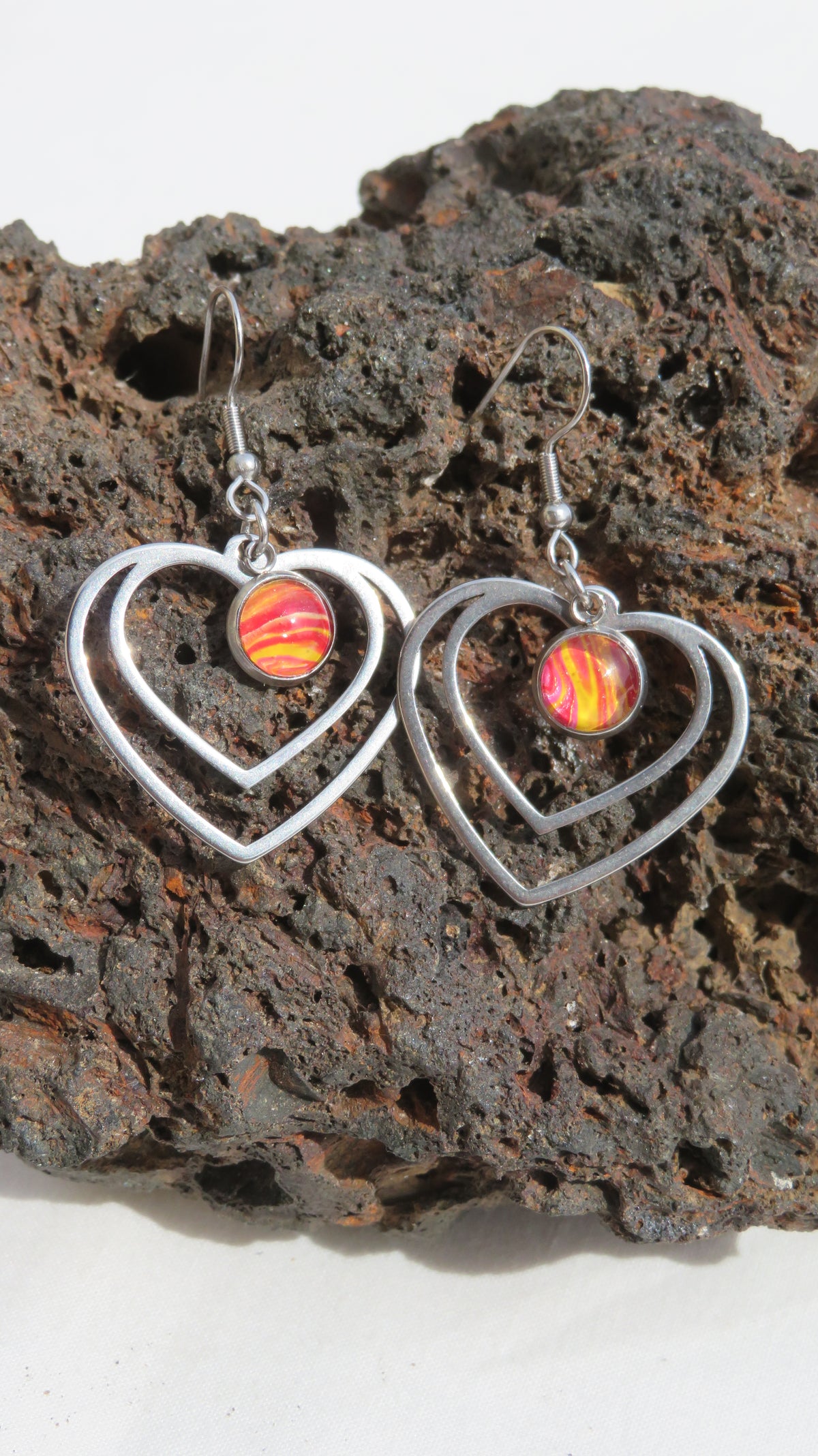Boucle d'oreille "Cœur de Feu" N°0434