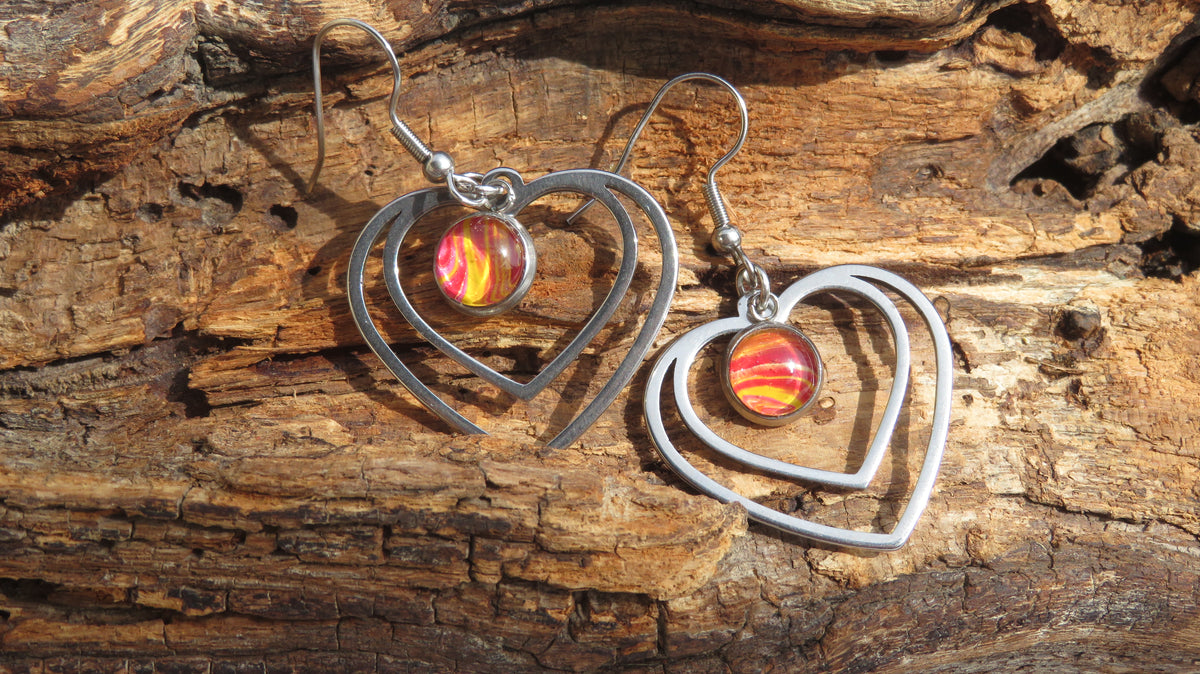 Boucle d'oreille "Cœur de Feu" N°0434