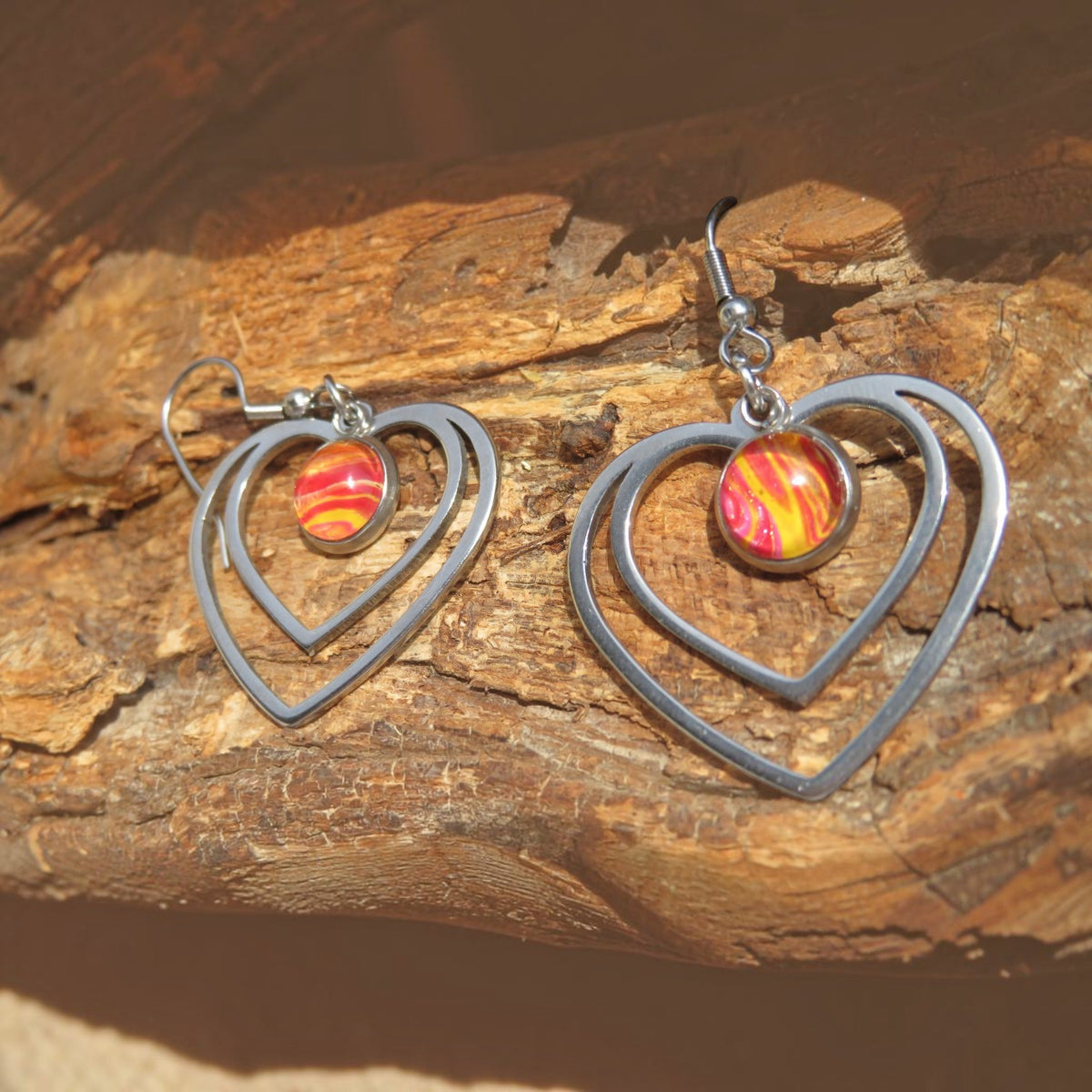Boucle d'oreille "Cœur de Feu" N°0434