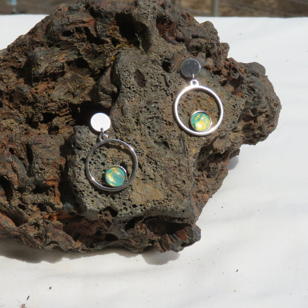 Boucle d'oreille "Turquoise d'Or" N°0293