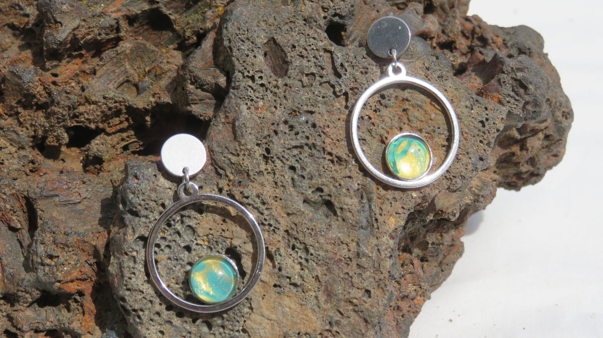 Boucle d'oreille "Turquoise d'Or" N°0293