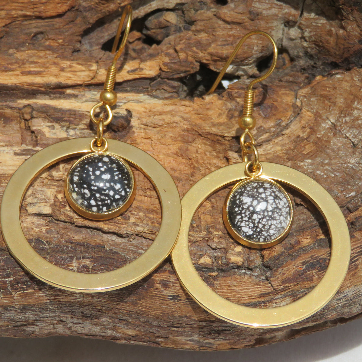 Boucle d'oreille "Perles d’Encre" N°0573