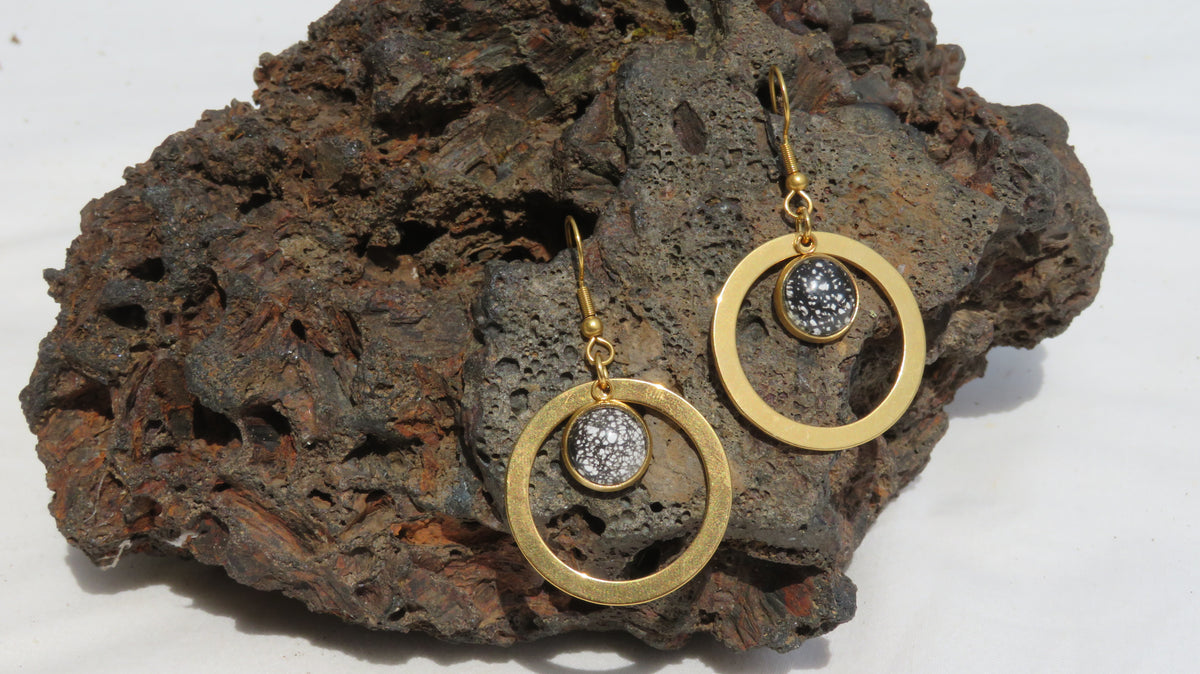 Boucle d'oreille "Perles d’Encre" N°0573