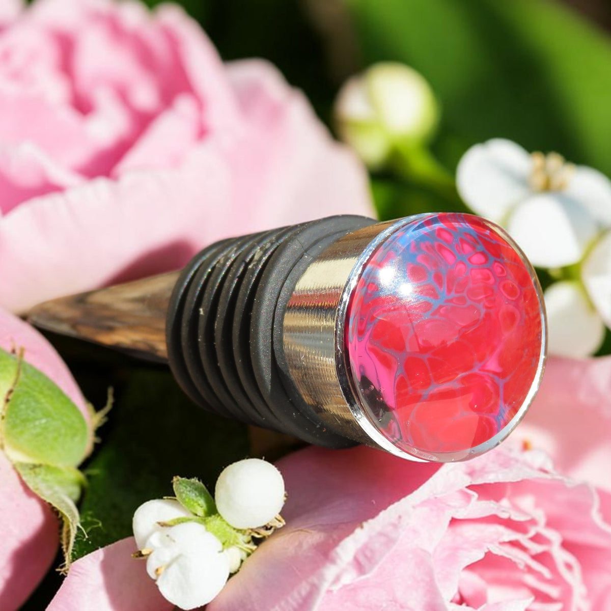 Bouchon de vin en inox "Rubis Floral"