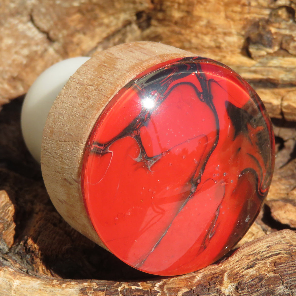 Bouchon de vin en bois "Obsidienne Rouge"