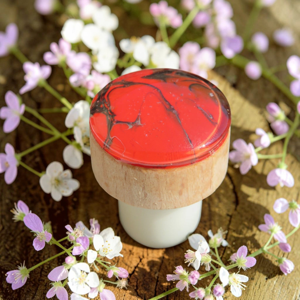 Bouchon de vin en bois "Obsidienne Rouge"